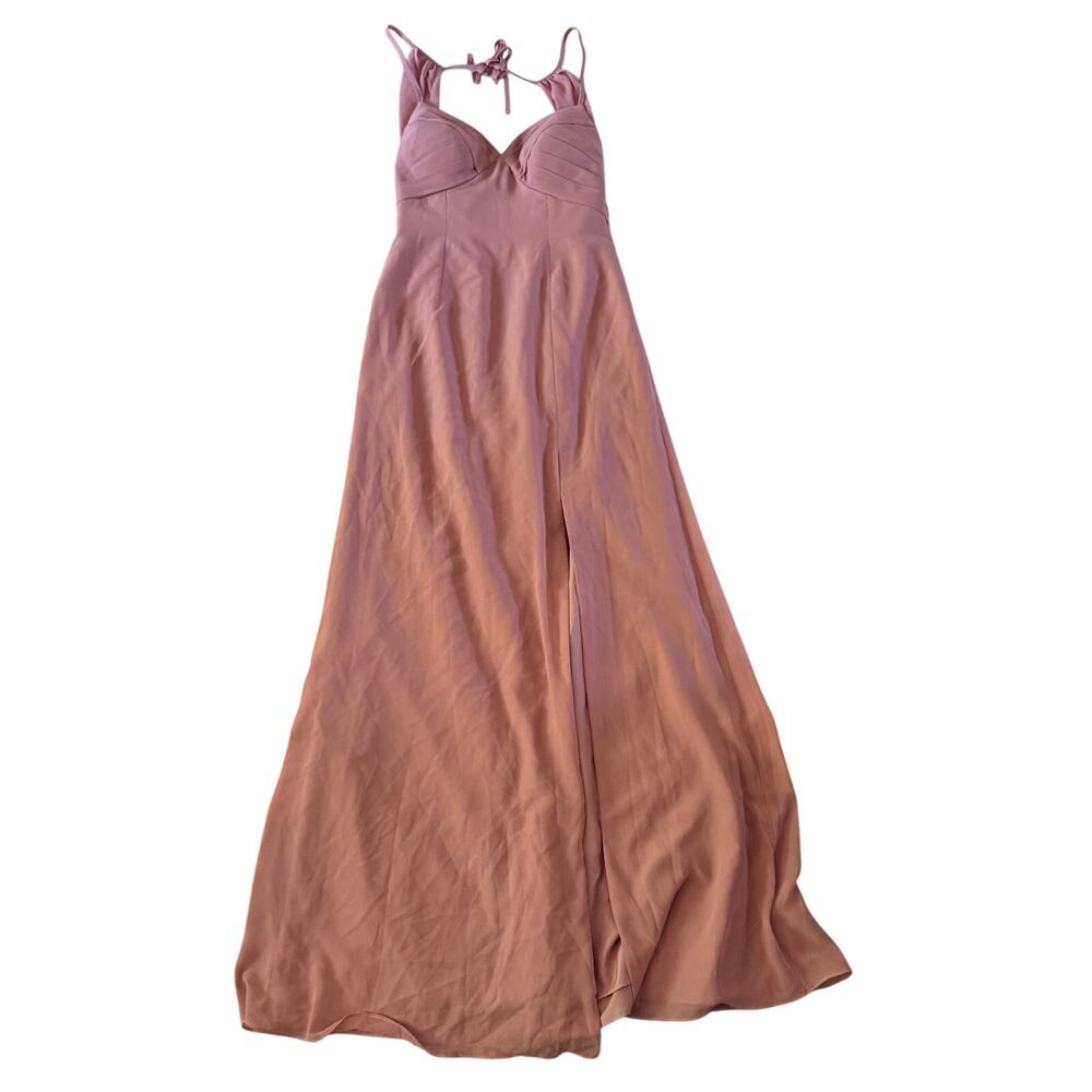 NWT Azazie Hailie Dusty Rose A Line Cutout Bridesmaid Wedding Guest Dress Gown 4